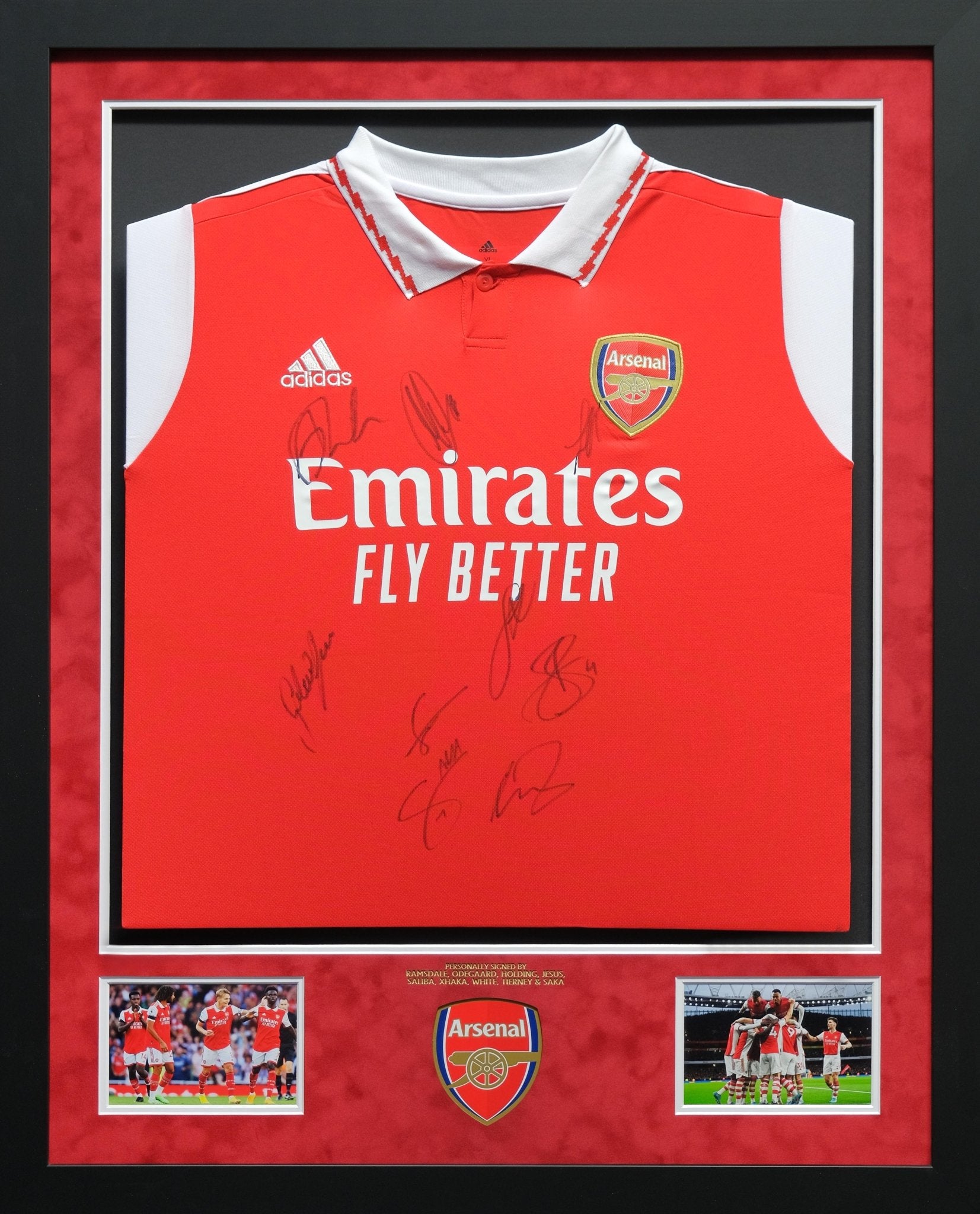 2022 Multi Signed Arsenal Shirt Framed Display - Memorabilia Framers Shop